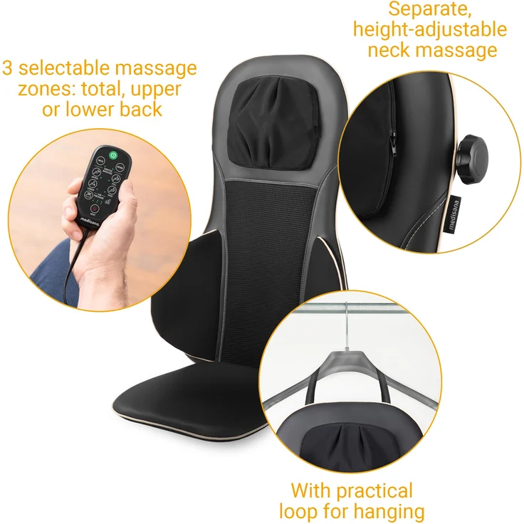 medisana MC 825 Shiatsu Massageauflage für Rücken und Nacken, Massagesitzauflage mit Akupressur, Nackenmassage, Wärmefunktion, 3 Intensitäten, Rotlichtfunktion, mit Fernbedienung, Aufbewahrungsbeutel – Bild 6