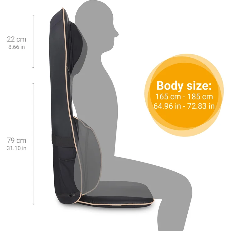 medisana MC 825 Shiatsu Massageauflage für Rücken und Nacken, Massagesitzauflage mit Akupressur, Nackenmassage, Wärmefunktion, 3 Intensitäten, Rotlichtfunktion, mit Fernbedienung, Aufbewahrungsbeutel – Bild 2