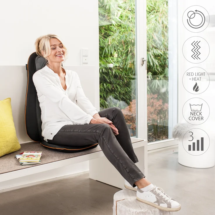 medisana MCN Shiatsu Massageauflage für Rücken und Nacken, Massagesitzauflage mit Spotmassage, Nackenmassage, Wärmefunktion, 3 Intensitäten, Rotlichtfunktion, Fernbedienung – Bild 4