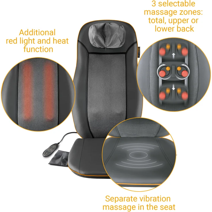 medisana MCN Shiatsu Massageauflage für Rücken und Nacken, Massagesitzauflage mit Spotmassage, Nackenmassage, Wärmefunktion, 3 Intensitäten, Rotlichtfunktion, Fernbedienung – Bild 6