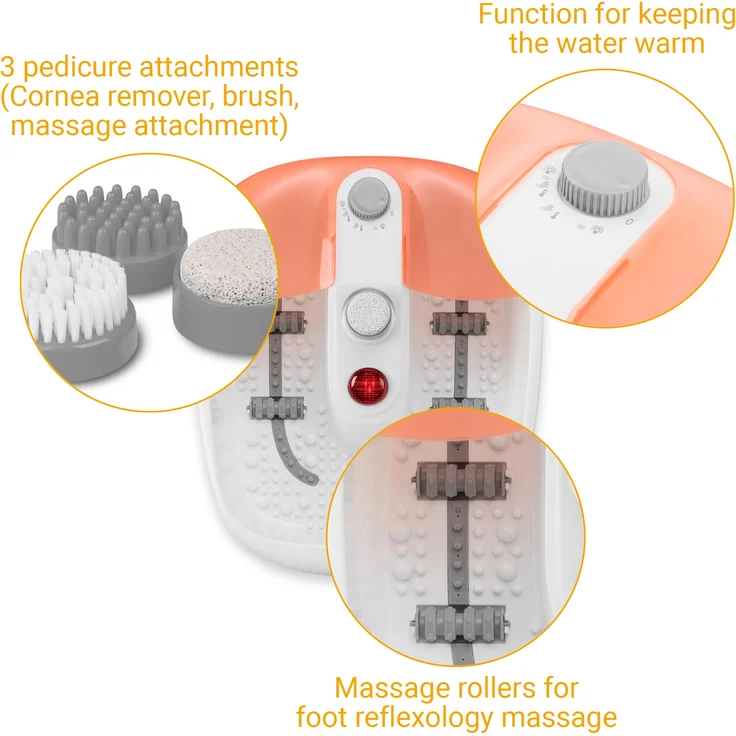 medisana FS 883 Fußsprudelbad mit Fußreflexzonenmassage - elektrisches Fußbad, Wasser-Warmhaltefunktion, Vibrationsmassage, Pediküre-Aufsätzen, Fußbad mit Massage, für große Füße – Bild 6