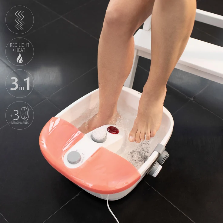medisana FS 883 Fußsprudelbad mit Fußreflexzonenmassage - elektrisches Fußbad, Wasser-Warmhaltefunktion, Vibrationsmassage, Pediküre-Aufsätzen, Fußbad mit Massage, für große Füße – Bild 4