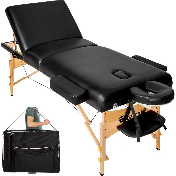 Tectake 3 Zonen Massageliege mit 10 cm Polsterung und Holzgestell