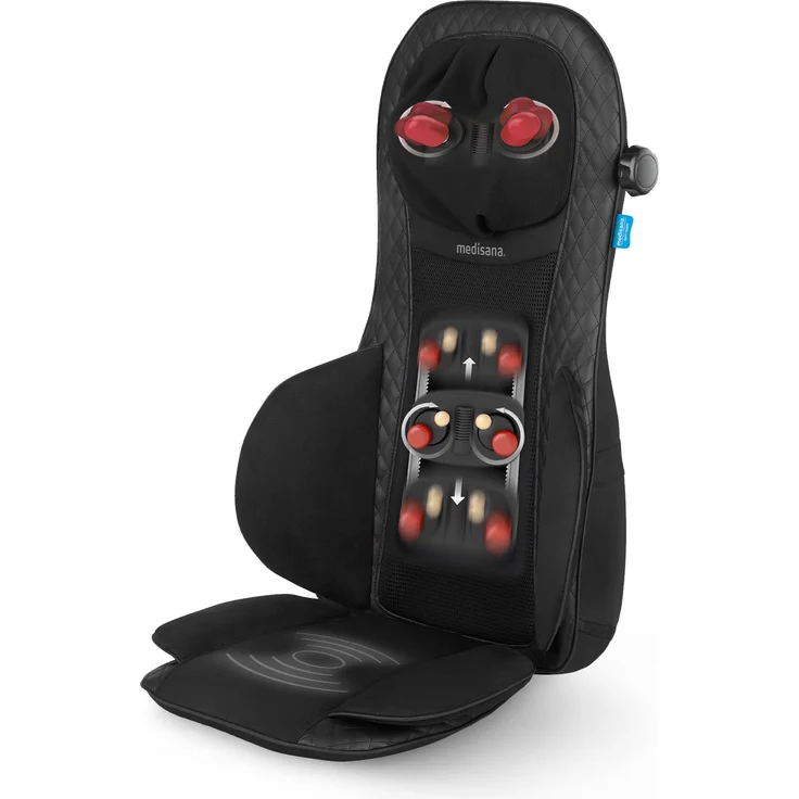 medisana MCG 820 Gel Shiatsu Massagesitzauflage, Massageauflage mit Wärmefunktion, 4 rotierenden Gel-Massageköpfen, integrierter Nackenmassage, 3 Intensitätsstufen für den gesamten Rücken – Bild 1