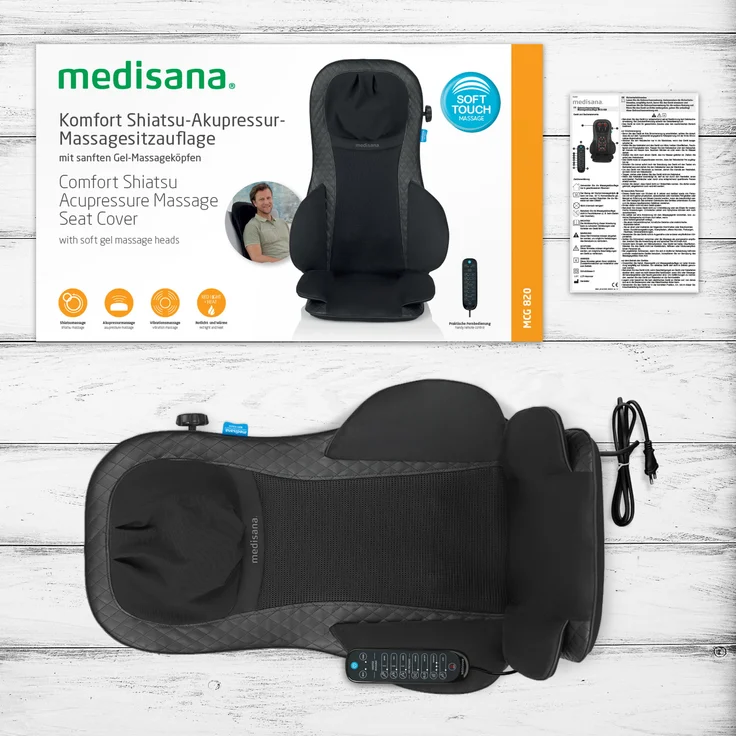 medisana MCG 820 Gel Shiatsu Massagesitzauflage, Massageauflage mit Wärmefunktion, 4 rotierenden Gel-Massageköpfen, integrierter Nackenmassage, 3 Intensitätsstufen für den gesamten Rücken – Bild 8