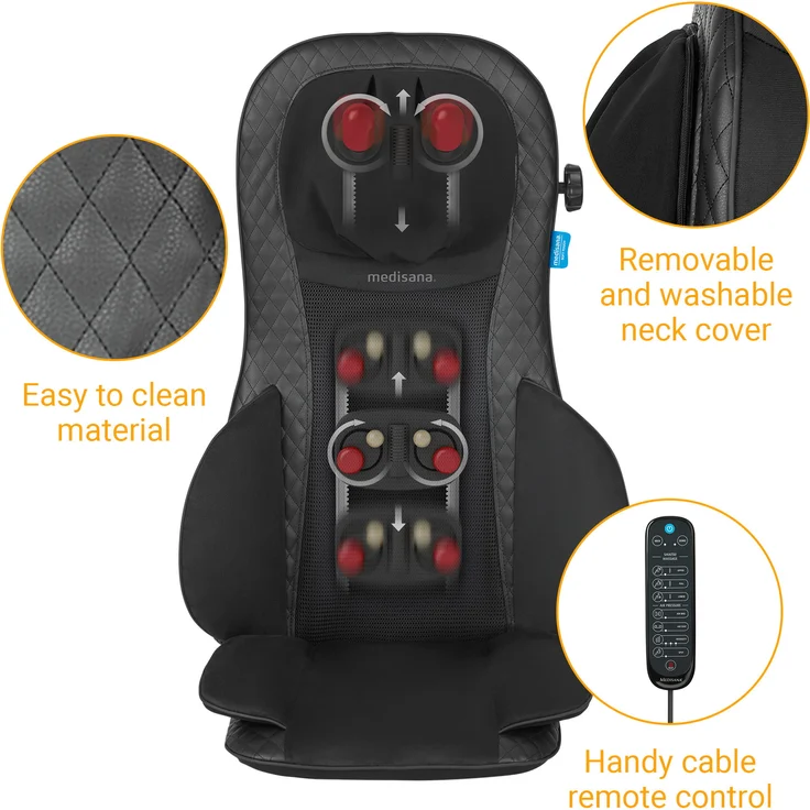 medisana MCG 820 Gel Shiatsu Massagesitzauflage, Massageauflage mit Wärmefunktion, 4 rotierenden Gel-Massageköpfen, integrierter Nackenmassage, 3 Intensitätsstufen für den gesamten Rücken – Bild 7