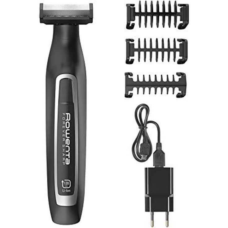 Rowenta Forever Sharp Bartschneider TN6000, Einstellbare Bartlängen: 1, 3 und 5 mm, Laufzeit: 120 Minuten, Klingenmaterial: Edelstahl, kabellose Anwendung, ideal Trimmen und Rasieren, schwarz – Bild 1