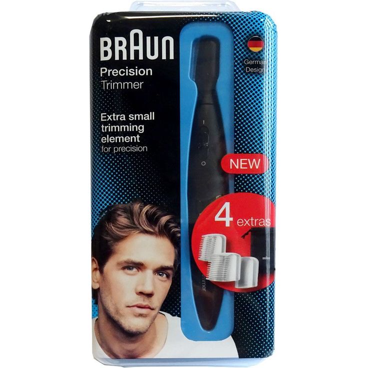 Braun Precision Trimmer PT1000 Präzisionstrimmer mit 2 Trimmeraufsätzen und Aufbewahrungstasche, batteriebetrieben, schwarz – Bild 1