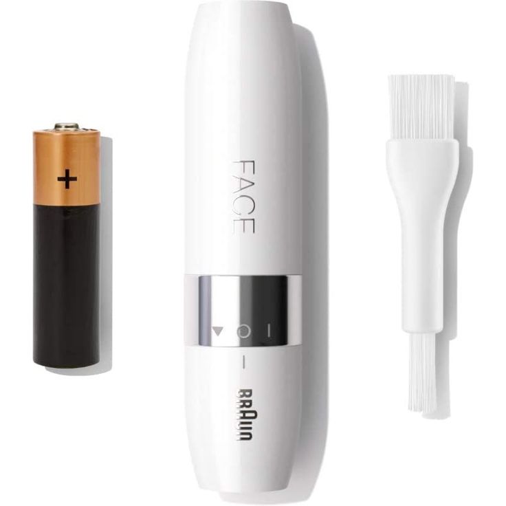 Braun FS 1000 Face Mini Haartrimmer Gesichtshaarentferner Batteriebetrieb mit Smart-Licht geeignet für Gesicht weiß, chrom – Bild 4