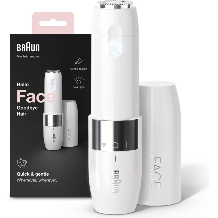 Braun FS 1000 Face Mini Haartrimmer Gesichtshaarentferner Batteriebetrieb mit Smart-Licht geeignet für Gesicht weiß, chrom