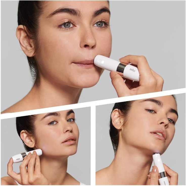 Braun FS 1000 Face Mini Haartrimmer Gesichtshaarentferner Batteriebetrieb mit Smart-Licht geeignet für Gesicht weiß, chrom – Bild 3