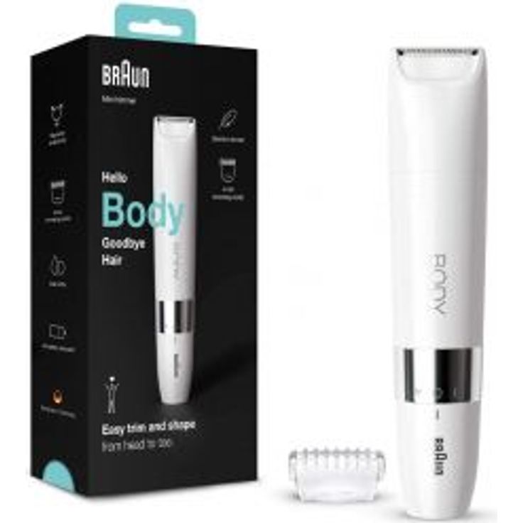 Braun Mini Trimmer BS1000 Körperrasierer, Batteriebetrieb, weiß – Bild 1