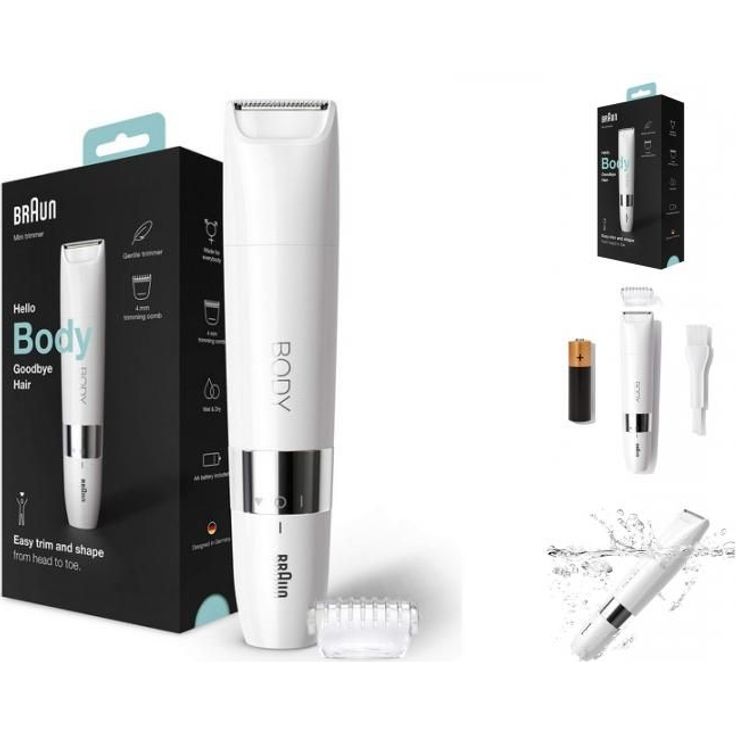 Braun Mini Trimmer BS1000 Körperrasierer, Batteriebetrieb, weiß – Bild 4