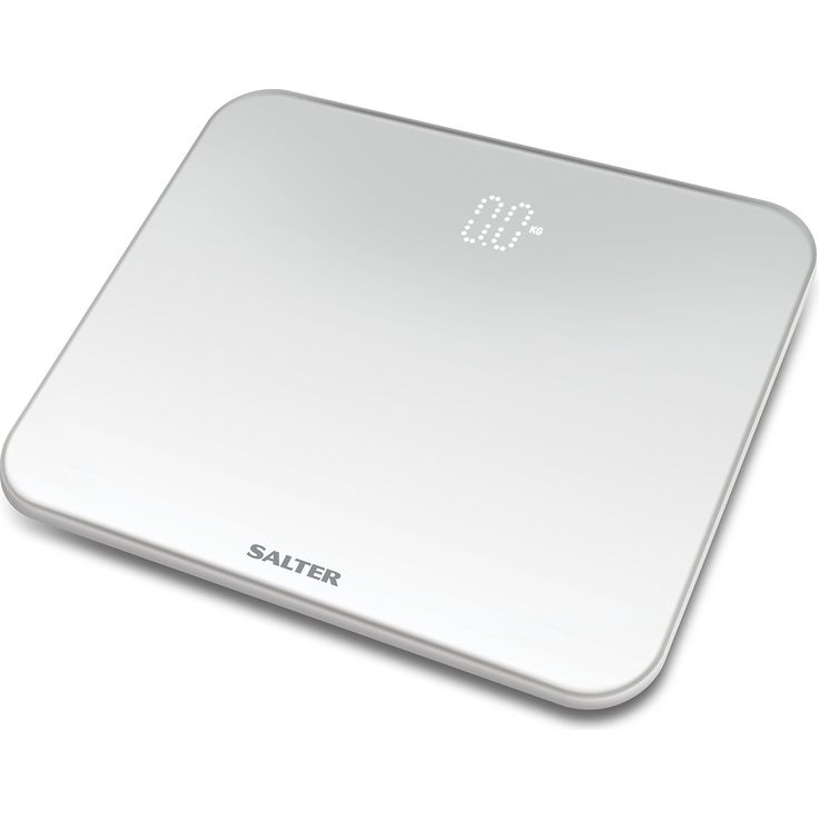 SALTER Phantom Badezimmerwaage, Weiße LED Anzeige, Digitale Personenwaage, Präzisionswaage, Klares & gehärtetes Glas, Step, On für schnelle Messergebnisse, Metrisch oder Imperial