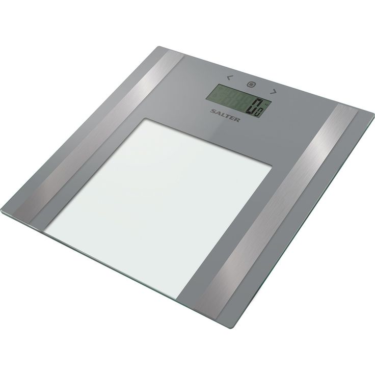 SALTER ultraschlanke Edelstahlwaage fürs Bad, Elektronische Personenwaage, Große Plattform, Gut lesbares Display, Metrisch, Imperial, Step, On