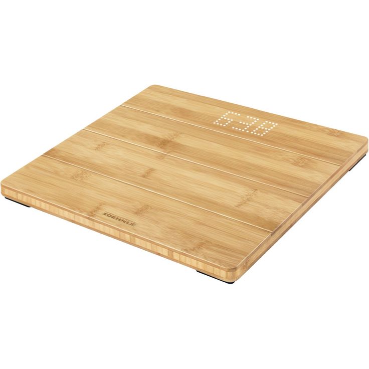 Soehnle Style Sense Bamboo Magic, digitale Holzwaage aus echtem Bambus, mit unsichtbarem Display, Körperwaage für ein warmes Fußgefühl, Personenwaage bis zu 180 kg, LED, Anzeige, Waage inkl, Batterien