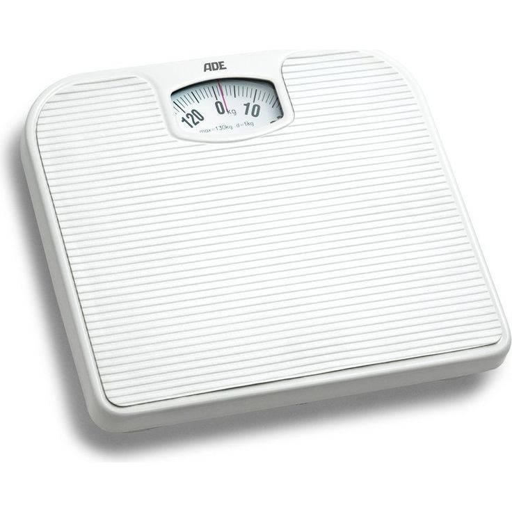 ADE Mechanische Personenwaage BM 707 Nina, Analoge Badezimmerwaage aus hochwertigem ABS, Kunststoff in strahlend weißer Farbe, Massiver Metallmechanismus, leicht ablesbare Skala, Weiß