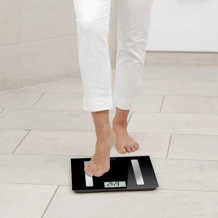 medisana BS A45 connect, digitale Körperanalysewaage 180 kg, Personenwaage zur Messung von Körperfett, Körperwasser, Muskelmasse und Knochengewicht, Körperfettwaage mit Körperanalyse App – Bild 3