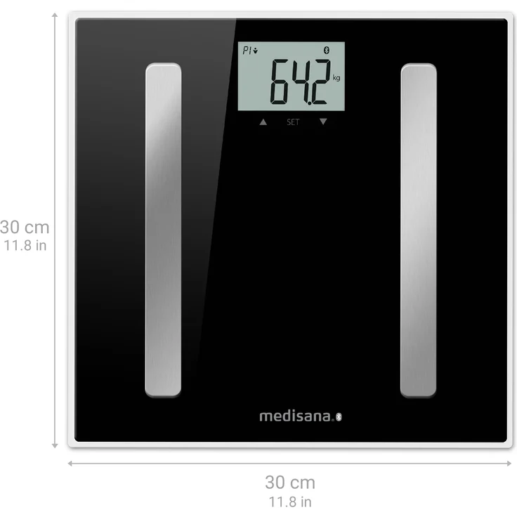 medisana BS A45 connect, digitale Körperanalysewaage 180 kg, Personenwaage zur Messung von Körperfett, Körperwasser, Muskelmasse und Knochengewicht, Körperfettwaage mit Körperanalyse App – Bild 2