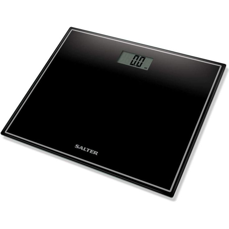 SALTER digitale Personenwaage, Kompakt, Gehärtetes Glas, Imperiale und metrische Einheiten, Leicht lesbares Display, Präzisionswaage, Step on Funktion, schwarz