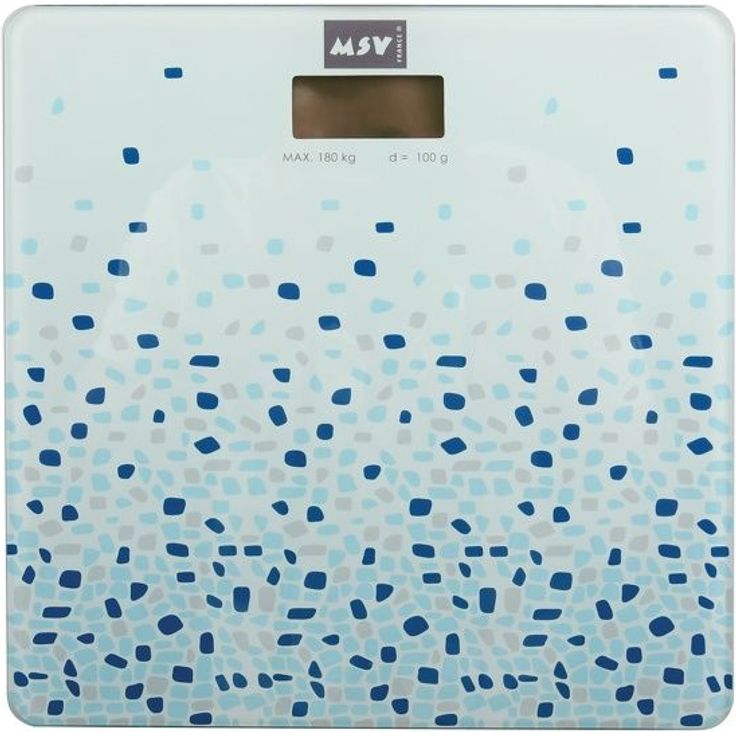 MSV Digitale Personenwaage Körperwaage Waage Gewichtswaage aus Sicherheitsglas, Slim Design, Brest Blau