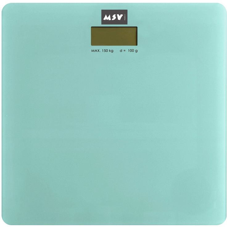 MSV Digitale Personenwaage Körperwaage Waage Gewichtswaage aus Sicherheitsglas, Slim Design, Pastell Grün