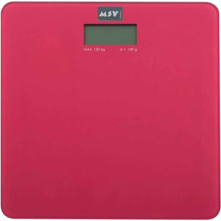 MSV Digitale Personenwaage Körperwaage Waage Gewichtswaage aus Sicherheitsglas, Slim Design, Pink