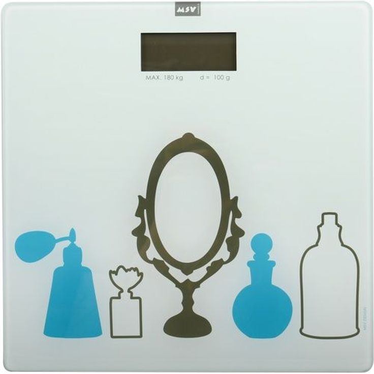 MSV Digitale Personenwaage Körperwaage Waage Gewichtswaage aus Sicherheitsglas, Slim Design, Parfum