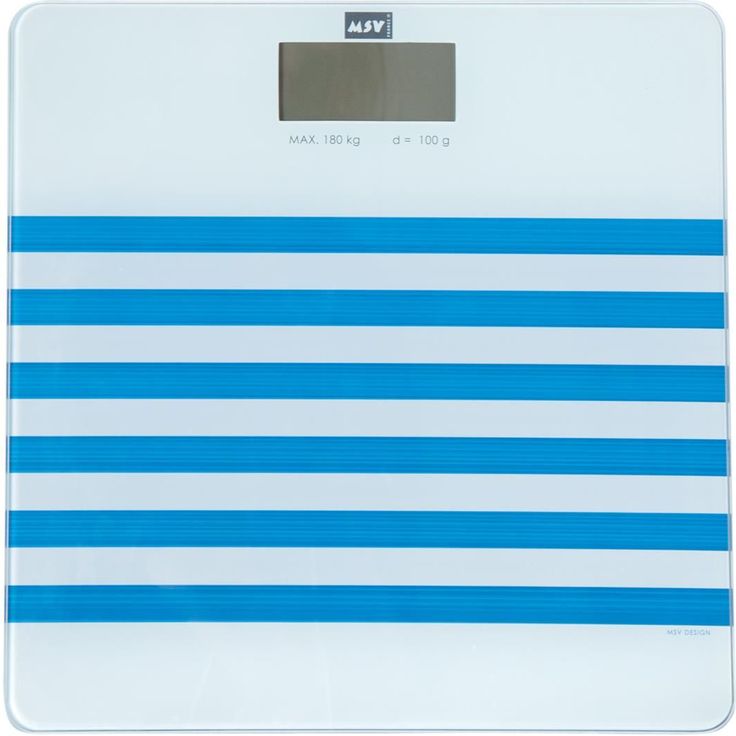 MSV Digitale Personenwaage Körperwaage Waage Gewichtswaage aus Sicherheitsglas, Slim Design, Seauville Blau