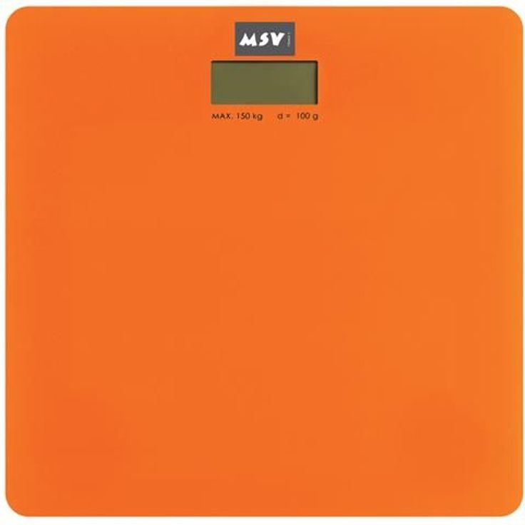 MSV Digitale Personenwaage Körperwaage Waage Gewichtswaage aus Sicherheitsglas, Slim Design, Orange