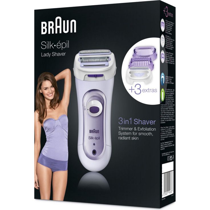 Braun Silk-epil Lady Shaver 5-560 3-In-1 Kabelloser Elektrischer Damenrasierer, Trimmer- und Peeling-System, lila – Bild 4