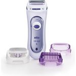 Braun Silk-epil Lady Shaver 5-560 3-In-1 Kabelloser Elektrischer Damenrasierer, Trimmer- und Peeling-System, lila