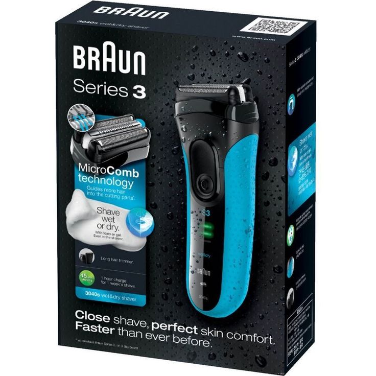 Braun Series 3 3040s ProSkin Elektrorasierer, mit Präzisionstrimmer, wiederaufladbarer und kabelloser Wet&Dry Rasierer Herren, schwarz-blau – Bild 5