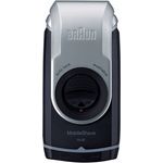 Braun MobileShave Elektrorasierer M-90 für unterwegs, schwarz-silber