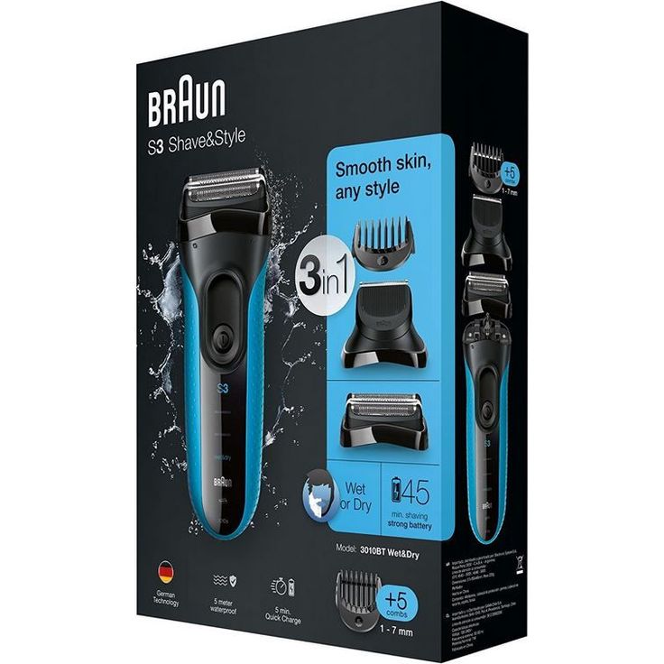 Braun Series 3 3010BT Nass- und Trockenrasur mit MicroComb-Technologie, inkl. 5 Trimm-Aufsätze – Bild 5