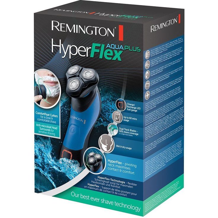 Remington Rotationsrasierer HyperFlex Aqua Plus XR1450, flexibler Schwingkopf, ComfortFloat-Scherringe, Nass- und Trockenanwendungen, schwarz-blau – Bild 4