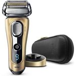 Braun Series 9 9299s Premium Edition Gold Wet & Dry Herren Rasierer Nass- und Trockenanwendung SyncroSonic Technologie inkl. Ladestation, Lederetui gold