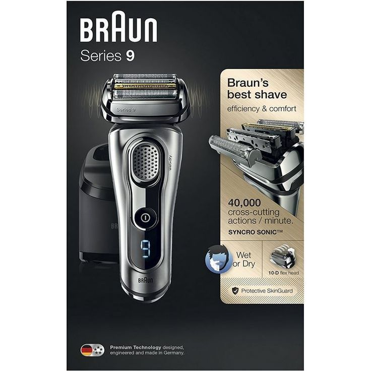 Braun Series 9 9291cc Wet & Dry Herren Rasierer Nass- und Trockenanwendung SyncroSonic Technologie inkl. Reinigungsstation, Lederetui silber – Bild 5