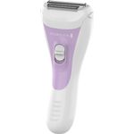 Remington Damenrasierer smooth&silky WSF5060, Bikini Trimmaufsatz, Batteriebetrieben, 2-seitiger Intercept-Trimmer, feuchtigkeitsspendender Aloe Vera Streifen, Nass- und Trockenrasierer, weiß-lila