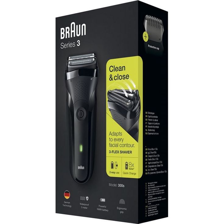 Braun Series 3 Herren Rasierer, 3 flexible Klingen, wiederaufladbarer und kabelloser elektrischer Herren Rasierer, 30 Minuten Akkulaufzeit, abwaschbar, schwarz – Bild 3
