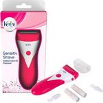 Veet Sensitive Shave Rasierer Elektrischer Rasierer für Damen Für eine sichere & schnittfreie Nass- und Trockenrasur 1 x Elektrorasierer mit Zubehör