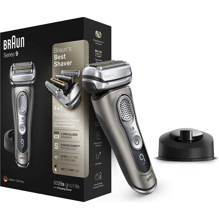 Braun Series 9 9325s Wet & Dry Herren Rasierer Nass- und Trockenanwendung SyncroSonic Technologie inkl. Ladestation, Etui graphite – Bild 3