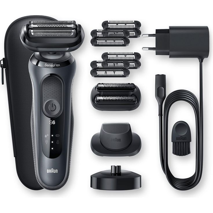 Braun Series 6 60-N4820cs Akku Herren Rasierer Nass- und Trockenrasur inkl. Stubbler und Ladestation schwarz/grau – Bild 1