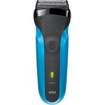 Braun Series 3 3-in-1 Herren Rasierer, Barttrimmer mit 5 Kammaufsätzen, Wet&Dry, 30 Minuten Akkulaufzeit, wiederaufladbarer und kabelloser elektrischer Herren Rasierer, schwarz-blau