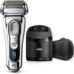 Braun Series 9-9375cc System Wet&Dry Akku Herren Rasierer Chrom, Nass- und Trockenrasur, Schnellladung, inkl. Reinigungsstation, Reiseetui