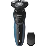 Philips S5050/04 Rotationsrasierer Herrenrasierer Nass- und Trockenrasur 3 rotierende Scherköpfe schwarz-blau