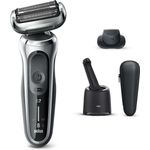 Braun Series 7 70-S7200cc Akku Herren Rasierer Nass- und Trockenrasur inkl. Reinigungsstation, Reiseetui, Präzisionstrimmer-Aufsatz schwarz/silber