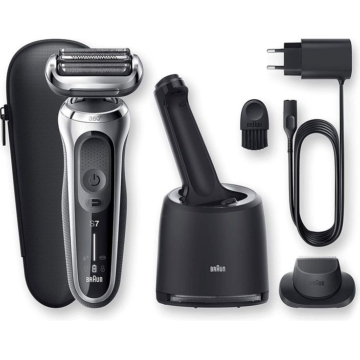 Braun Series 7 70-S7200cc Akku Herren Rasierer Nass- und Trockenrasur inkl. Reinigungsstation, Reiseetui, Präzisionstrimmer-Aufsatz schwarz/silber – Bild 2