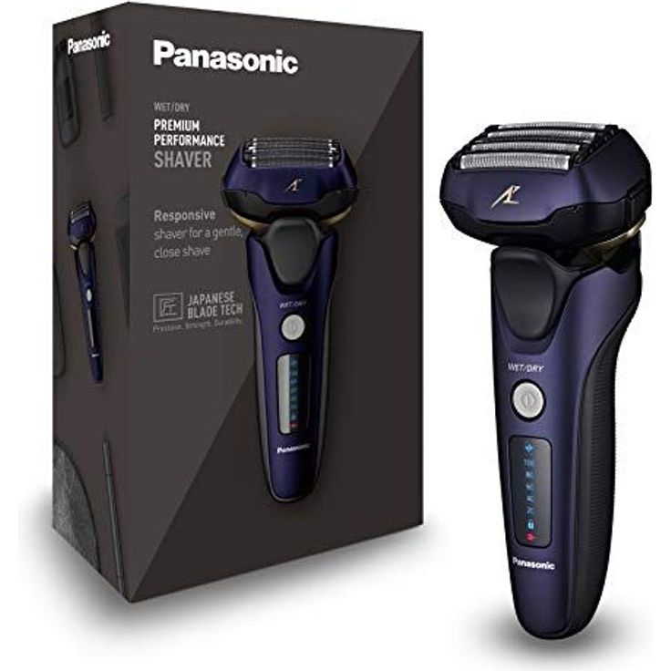 Panasonic ES-LV67-A803 Nass-Trocken Herren Rasierer, 5-fach-Scherkopf mit Linearmotor, inklusive Langhaarschneider, navy blau