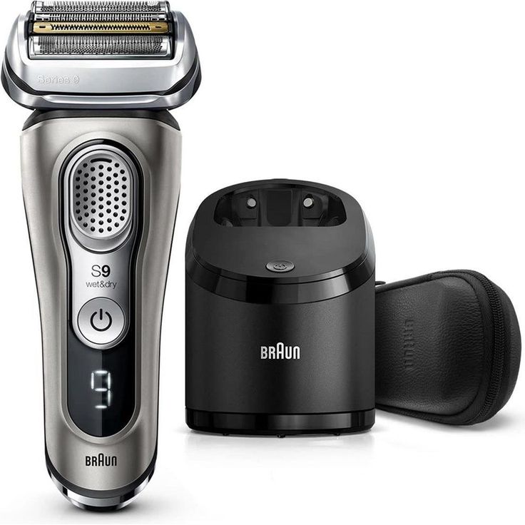 Braun Series 9 9385cc Wet & Dry Herren Rasierer Nass- und Trockenanwendung SyncroSonic Technologie inkl. Reinigungsstation, Lederetui graphite – Bild 1